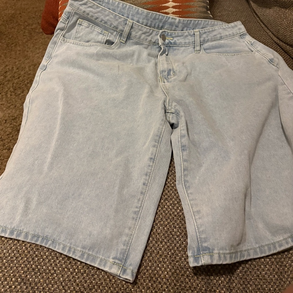 MANFINITY Light Blue Jean Shorts for Men